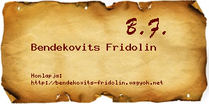 Bendekovits Fridolin névjegykártya